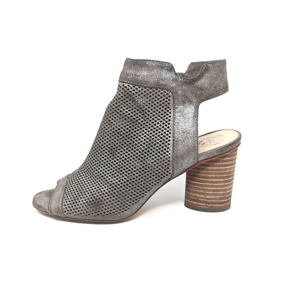 Vince Camuto Shoes - Vince Camuto Womens 8 Lidie Silver Metallic Perforated Ankle Zip Booties Sandals